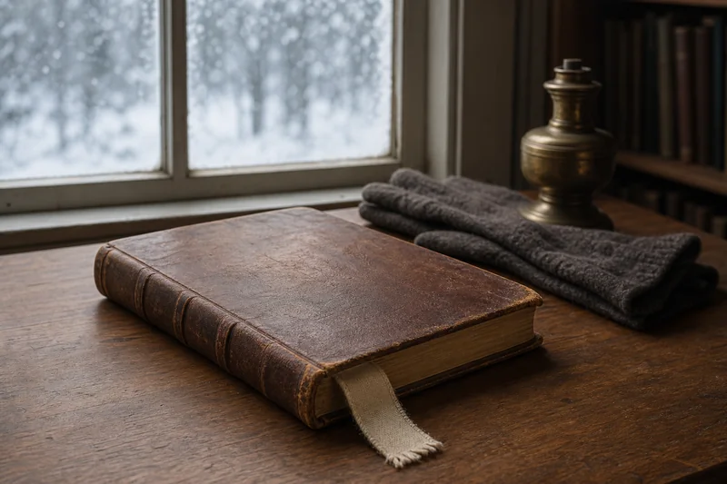Закрытая старинная книга на простом деревянном столе у зимнего окна — история слова Карачун