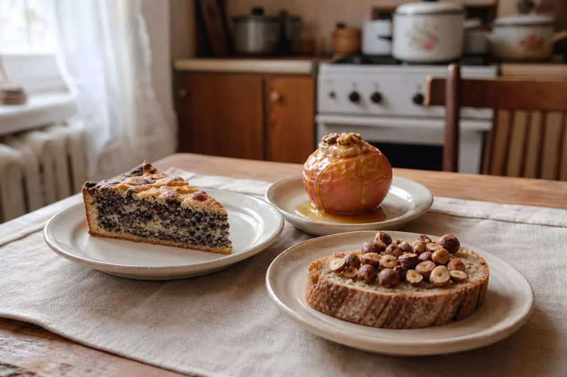 Постный пирог с маком, печёное яблоко с мёдом и хлеб с орехами на общем столе — что готовят на три Спаса