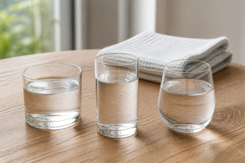 Три отдельных сосуда с чистой водой — выбор воды