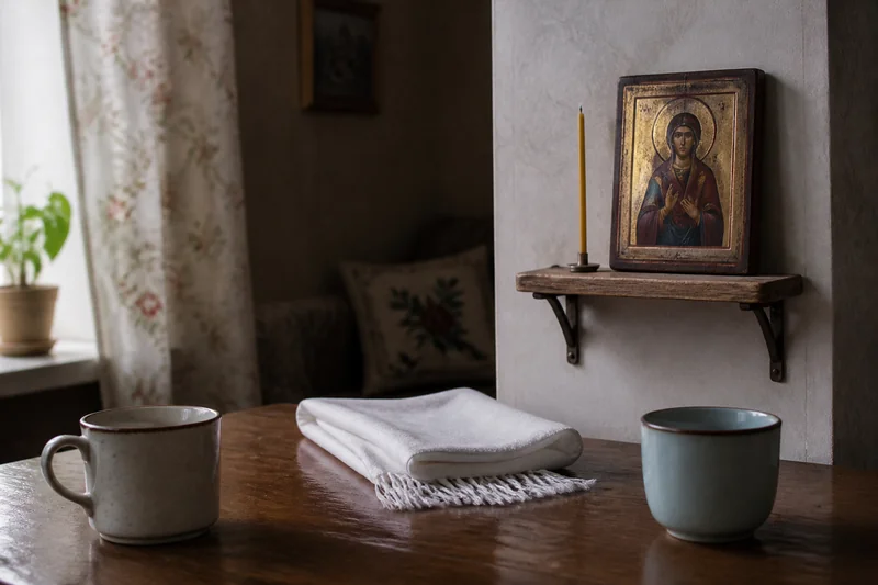 Икона, свеча и две чашки — третья молитва о благословении на брак