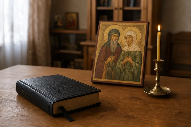 Икона, свеча и закрытая книга — текст молитвы без людей и детей
