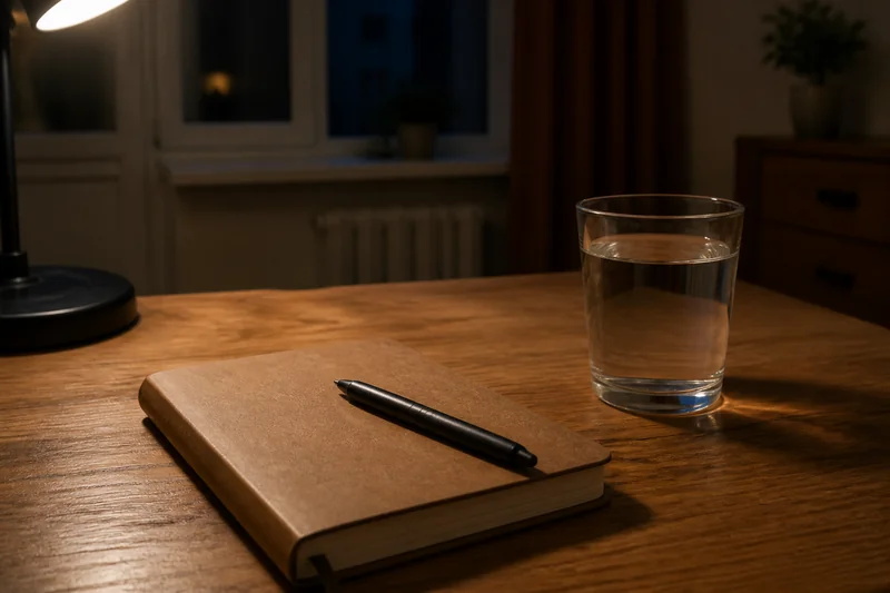 Записная книжка, стакан воды и настольная лампа в спокойном вечернем свете — когда дело не в сглазе